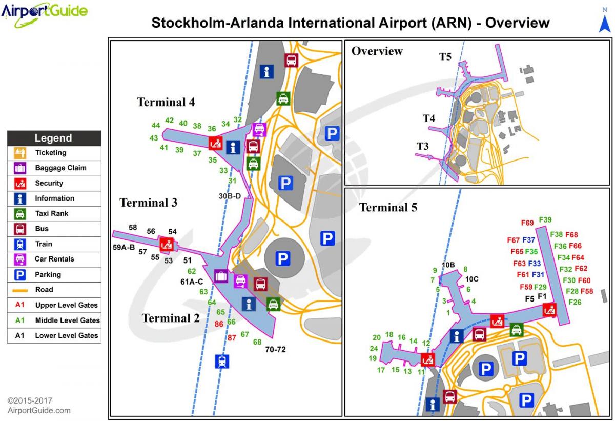 Tukholman arlandan lentokenttä kartta