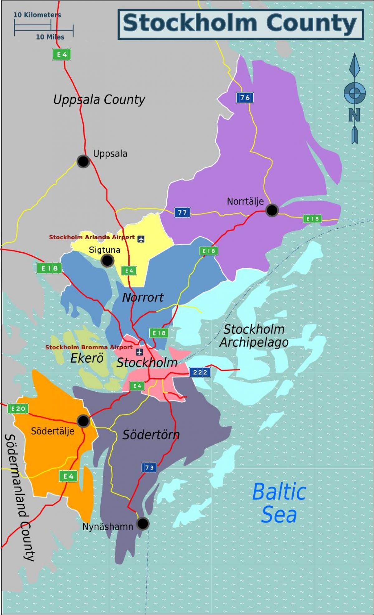 kartta Tukholma Ruotsi-alueella
