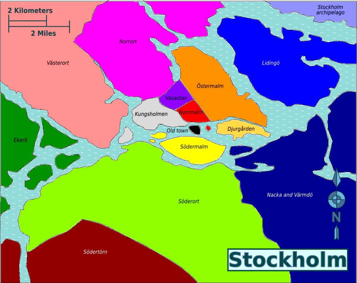 kartta Tukholman kaupunginosista