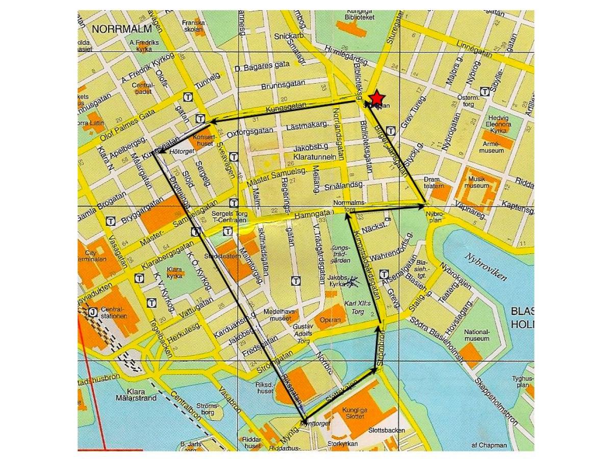 kävelykierros Tukholman kartta