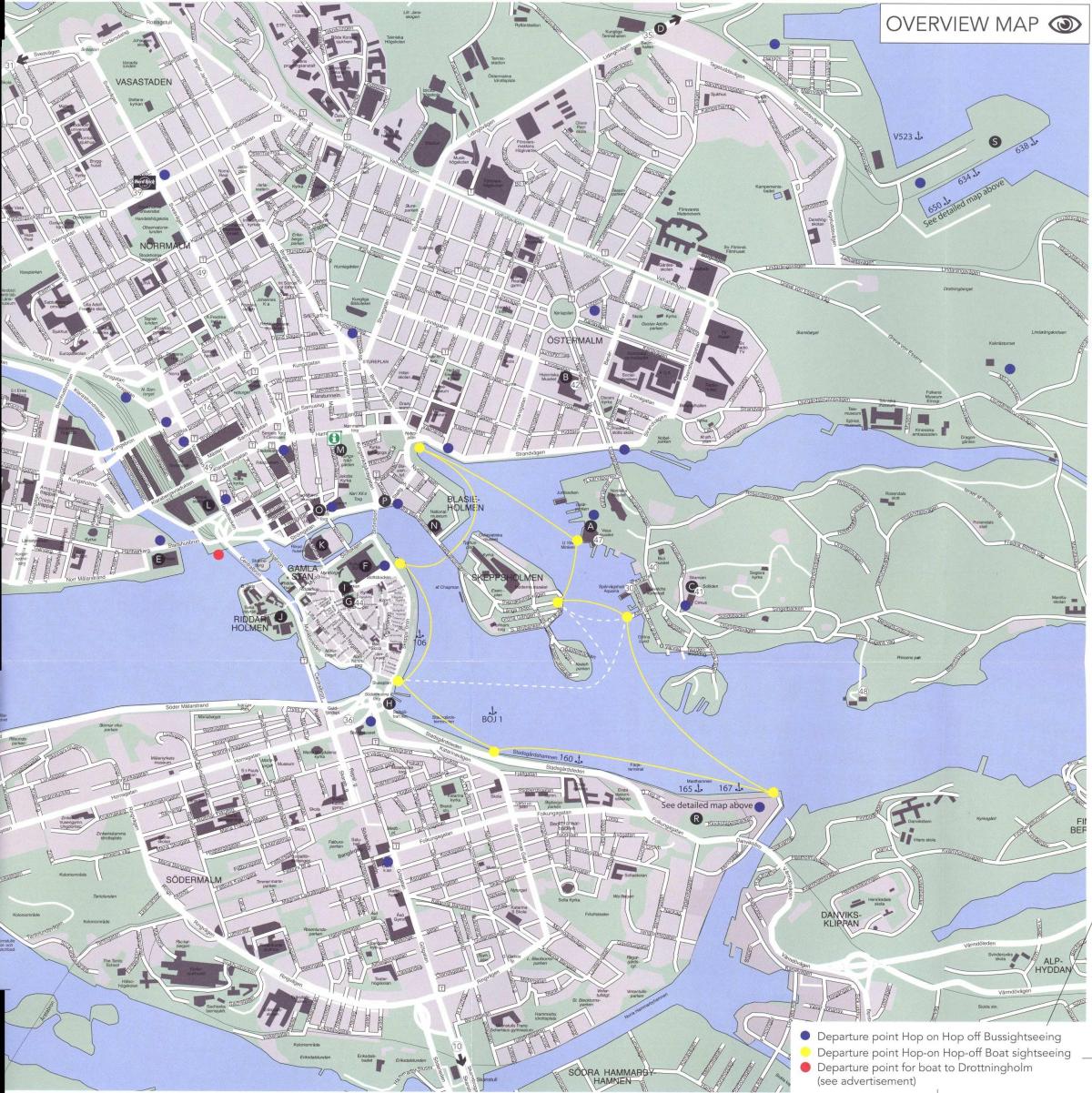 kartta Tukholman keskustassa