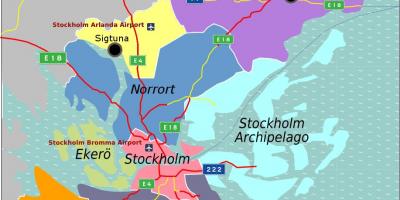 Kartta Tukholma Ruotsi-alueella