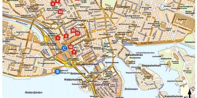 Tukholman nähtävyydet kartta