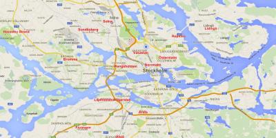 Kartta Tukholman lähiöissä